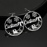 Personalized Name Earrings Snowman Elk 18K Plated Stainless Steel Jewelry