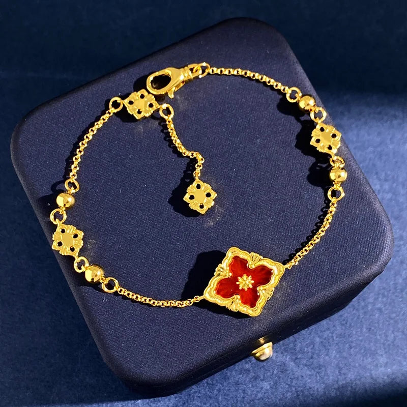 Shell Flower Bracelet Plated Lozenge Charms Clover Bangle
