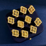 Shell Flower Earrings Plated Lozenge Clover Clip Earrings