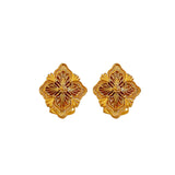 Shell Flower Earrings Plated Lozenge Clover Clip Earrings