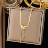 Butterfly Charm Chain Choker Necklace Stainless Steel Women's Jewelry
