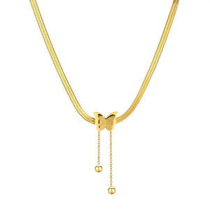 Butterfly Charm Chain Choker Necklace Stainless Steel Women's Jewelry