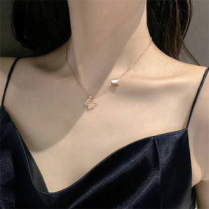 Butterfly Charm Choker Necklace Female Rose Stainless Steel Animal Pendant