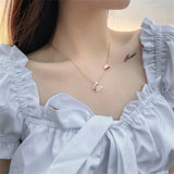 Butterfly Charm Choker Necklace Female Rose Stainless Steel Animal Pendant