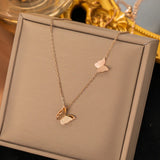Butterfly Charm Choker Necklace Female Rose Stainless Steel Animal Pendant