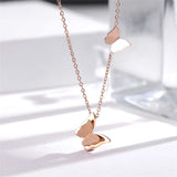 Butterfly Charm Pendant Rose Stainless Steel Choker Necklace