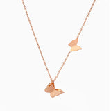 Butterfly Charm Pendant Rose Stainless Steel Choker Necklace