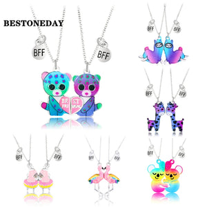 Cartoon Pendant Chain Magnet Necklace 2Pcs