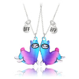 Cartoon Pendant Chain Magnet Necklace 2Pcs