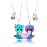 Cartoon Pendant Chain Magnet Necklace 2Pcs