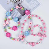 Kids Cartoon Wooden Flower Animal Jewelry Set for Girls
