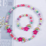 Kids Cartoon Wooden Flower Animal Jewelry Set for Girls