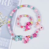 Kids Cartoon Wooden Flower Animal Jewelry Set for Girls