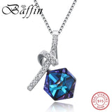 Cubic Pendant Necklace S925 Sterling Silver Chain Jewelry