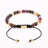 6mm Tibetan Agate Beads CZ Charm Macrame Bracelet Women
