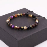 6mm Tibetan Agate Beads CZ Charm Macrame Bracelet Women