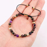 6mm Tibetan Agate Beads CZ Charm Macrame Bracelet Women