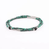 3MM Malachite CZ Pave Charm Elastic Beads Bracelet Gift