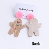 Gingerbread Man Acrylic Drop Earrings Funny Long Dangle for Christmas Party