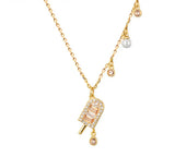 Girls Popsicle Ladies Necklace Food Pendant Pearl Crystal Clavicle Chain Gift