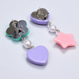 Girls' Love Heart Drop Earrings: Acrylic Resin Pearls Star Dangle Accessories