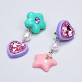 Girls' Love Heart Drop Earrings: Acrylic Resin Pearls Star Dangle Accessories