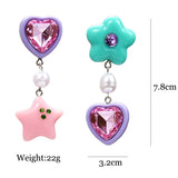 Girls' Love Heart Drop Earrings: Acrylic Resin Pearls Star Dangle Accessories
