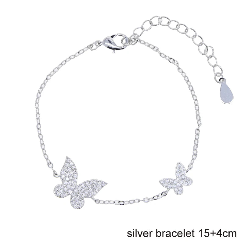 CZ Butterfly Charm Bracelet Dainty Jewelry