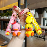 Music Duck Keychain Cartoon Silicone Duck Keyring Car Accessories