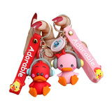 Music Duck Keychain Cartoon Silicone Duck Keyring Car Accessories