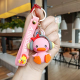 Music Duck Keychain Cartoon Silicone Duck Keyring Car Accessories