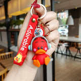 Music Duck Keychain Cartoon Silicone Duck Keyring Car Accessories