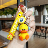 Music Duck Keychain Cartoon Silicone Duck Keyring Car Accessories