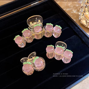 Japanese Sweet Peach Hairpin Transparent Pink Clip