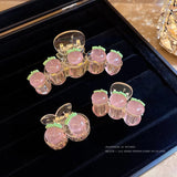 Japanese Sweet Peach Hairpin Transparent Pink Clip