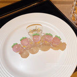 Japanese Sweet Peach Hairpin Transparent Pink Clip