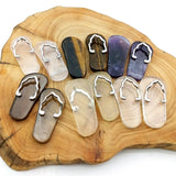 Silver Plated Slipper Pendant with Amethyst & Rose Quartz Gemstones