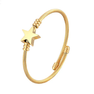 Star Shape Bangle Adjustable Bracelet Stainless Steel Wire Jewelry