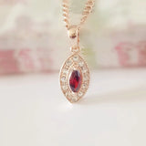 585 Rose Jewelry Egg Shape Red Cubic Zircon Necklace Pendant
