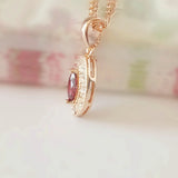 585 Rose Jewelry Egg Shape Red Cubic Zircon Necklace Pendant