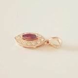 585 Rose Jewelry Egg Shape Red Cubic Zircon Necklace Pendant