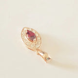 585 Rose Jewelry Egg Shape Red Cubic Zircon Necklace Pendant