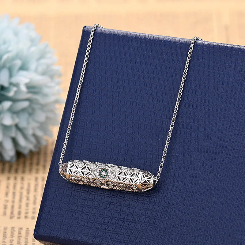 Cylinder Eyes Necklace Silver Evil Eye Pendant Vintage Necklaces For Women