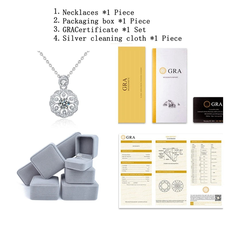 D Moissanite Necklace 925 Sterling Silver Pendant Necklaces For Women