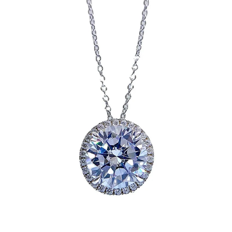 D-color Diamond Pendant 11.0 CT Collar Chain Necklace 38+5