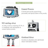 925 Sterling Silver Robot Charm Beads for Women