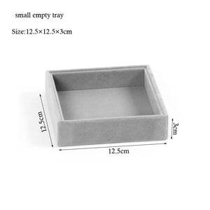 Gray Velvet Jewelry Box Drawer Organizer Necklace Bracelet Tray