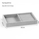 Gray Velvet Jewelry Box Drawer Organizer Necklace Bracelet Tray