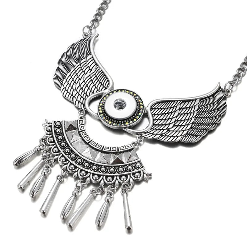 Beauty Wings Snap Necklace 50cm for DIY 18MM Snap Buttons Jewelry