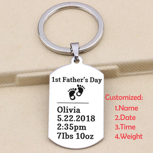 Personalized Dad Gift Baby Stats Keychain